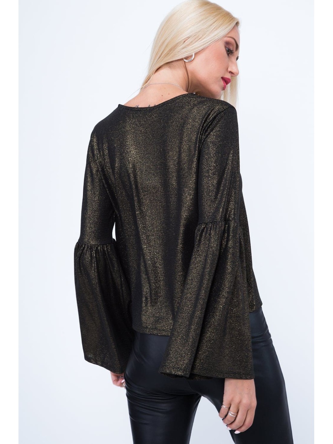 Bluse mit ausgestellten Ärmeln Gold MP16151 - Online-Shop - Boutique